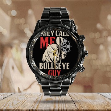 Discover Bullseye Darts Player Dartist Dart Team Throwing Zip Calendar Steel Band Watch