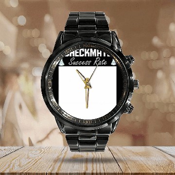 Discover Checkmate Success Rate Chess Board Game Chess Lover Calendar Steel Band Watch