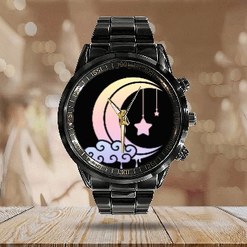 Discover Pastel Moon Kawaii Pastel Goth 2 Calendar Steel Band Watch