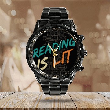 Discover Reading is Lit Book Lover Reading Teacher Calendar Steel Band Watch