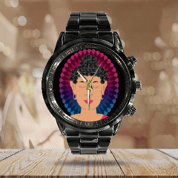 Discover Peaceful Calm Buddha Yoga Exercise Work Out Calendar Steel Band Watch