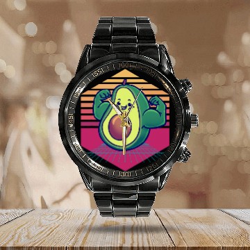 Discover Avocado Weightlifting vintagess Zip Calendar Steel Band Watch