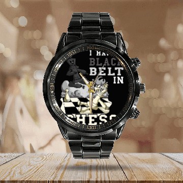 Discover Chess Black Belt Player Chess Game Board Game Chess Club Calendar Steel Band Watch