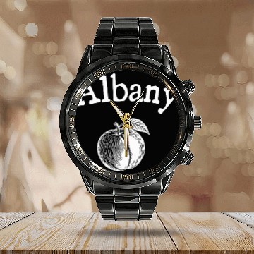 Discover Albany Peach Minimal Art vintagess Inspired Baseball Tees Calendar Steel Band Watch