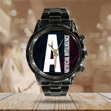Discover AI Artificial Intelligence Computer Science robot brain Calendar Steel Band Watch