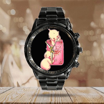 Discover Kewpie Baby Magic Spell Book Witchcraft Halloween Gothic Zip Calendar Steel Band Watch