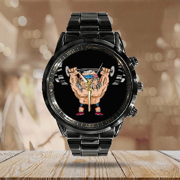 Discover Bench Press Gift GYM Muscle Benjamin Franklin Bodybuilding Calendar Steel Band Watch