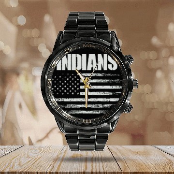 Discover Indians USA Flag Canal Winchester High School Pride Calendar Steel Band Watch