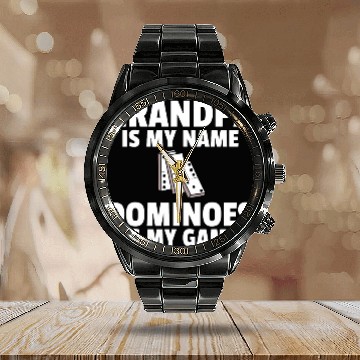 Discover Mens Domino Dominoes Board Game Player 1 Calendar Steel Band Watch