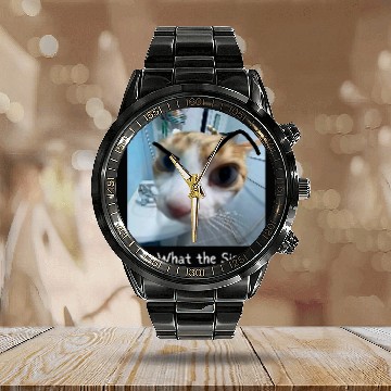 Discover Erm What the Sigma Funny Cat Meme 1 Baseball Tees Calendar Steel Band Watch