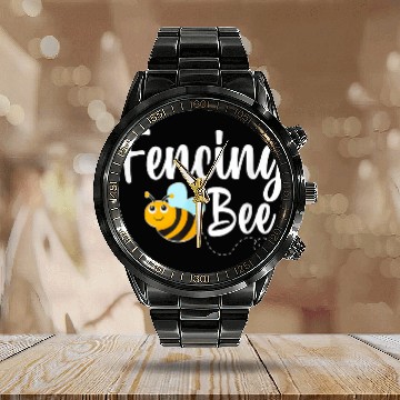 Discover Fencing Bee Sport Enthusiast Funny Bumblebee Baseball Tees Calendar Steel Band Watch