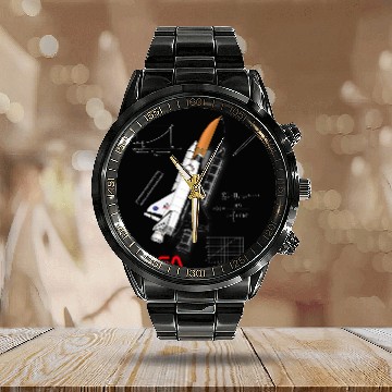 Discover NASA Space Shuttle chalk drawing Worm Logo Baseball Tees Calendar Steel Band Watch