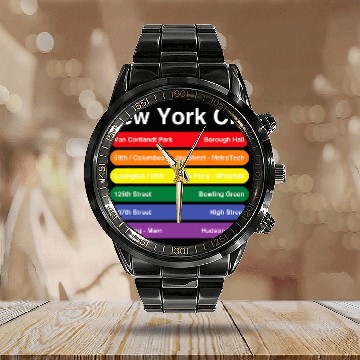 Discover New York City Pride Rainbow Flag Color Metro Train Lines Baseball Tees Calendar Steel Band Watch