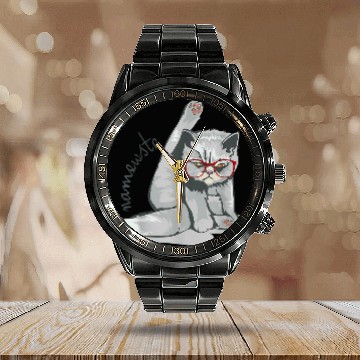 Discover Cute Yoga Cat for Cat Lovers and Yoga Calendar Steel Band Watch