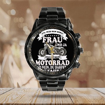 Discover Womens Motorcycle biker saying biker motorcyclist Zip Calendar Steel Band Watch