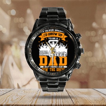 Discover Funny Cheerleading Lover Graphic Dads and Cheer Dad 2 Zip Calendar Steel Band Watch