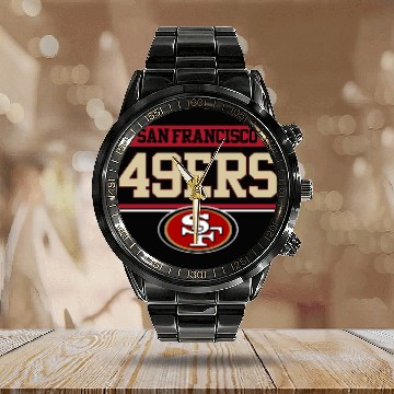 Discover football Short Sleeve Charcoal San Francisco 49ers Calendar Steel Band Watch
