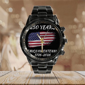 Discover America 250th Anniversary 3D Calendar Steel Band Watch