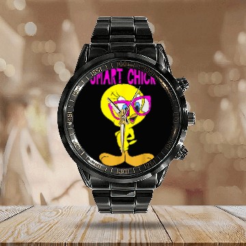 Discover Looney Tunes Tweety Bird Smart Chick Calendar Steel Band Watch