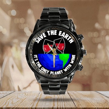 Discover Save Earth Calendar Steel Band Watch Only Wines Planet Earth Globe Baseball Tees
