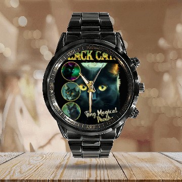Discover Funny black cats Lover 90s Bootleg Calendar Steel Band Watch