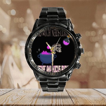 Discover Halloween This Witch needs Coffee before any Hocus Pocus Calendar Steel Band Watch