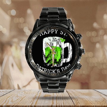 Discover Happy St Patrick s Day Green Beer Calendar Steel Band Watch