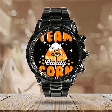 Discover Halloween Team Candy Corn Funny Candy Corn Calendar Steel Band Watch