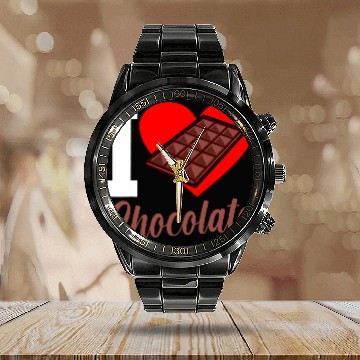 Discover I Love Chocolate Funny Chocolates Lover Eater Graphic Baseball Tees Calendar Steel Band Watch