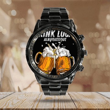 Discover Drink Local Albuquerque New Mexico State Funny Beer Drinker Calendar Steel Band Watch