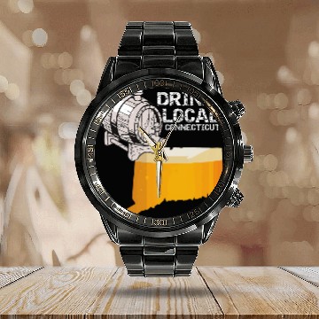 Discover Drink Local Craft Beer Connecticut Cask Calendar Steel Band Watch