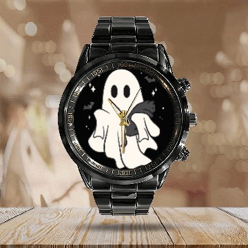 Discover Funny Boojee Holding Cute black cats Spooky Halloween Baseball Tees Calendar Steel Band Watch