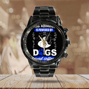 Discover Aquarius Dog Lover Coffee Lover Horoscope Zodiac Sign Calendar Steel Band Watch
