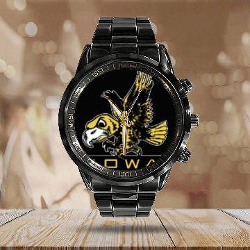 Discover Vintage Hawkeye Mascot Herky - Iowa - Calendar Steel Band Watch