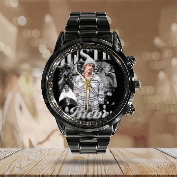 Discover Justin Bieber Vintage Calendar Steel Band Watch