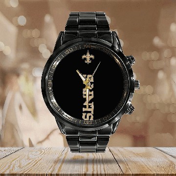Discover Men's New Orleans Saints Hooded Leather Jacket, Gift For Father Calendar Steel Band Watch