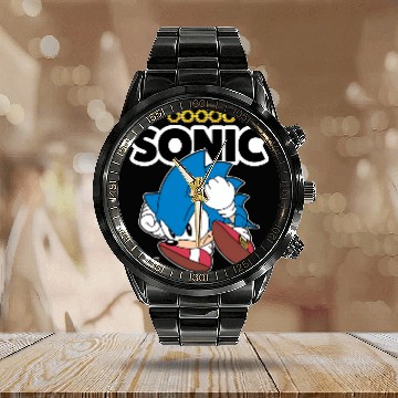 Discover Sonic The Hedgehog Sonic Crawled Up In A Ball Retro Shot Pullover Calendar Steel Band Watch
