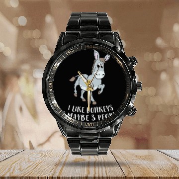 Discover I Like Donkeys And Maybe 3 People Cute Donkey Calendar Steel Band Watch