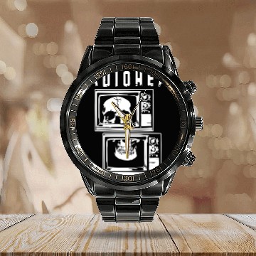Discover White Skull TV Radiohead Baseball Tees Calendar Steel Band Watch