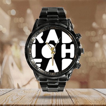 Discover Simple White Bold Text Radiohead Calendar Steel Band Watch