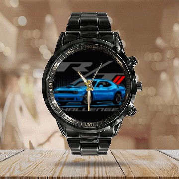 Discover Muscle Car Challenger Hawaiians Calendar Steel Band Watch