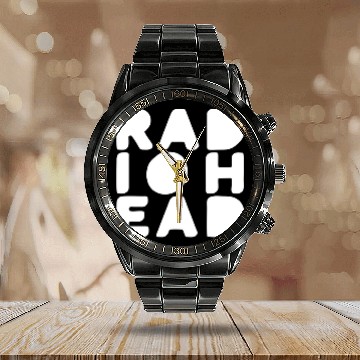Discover Radiohead Solid Black Calendar Steel Band Watch
