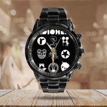 Discover Radiohead White All Icon Calendar Steel Band Watch