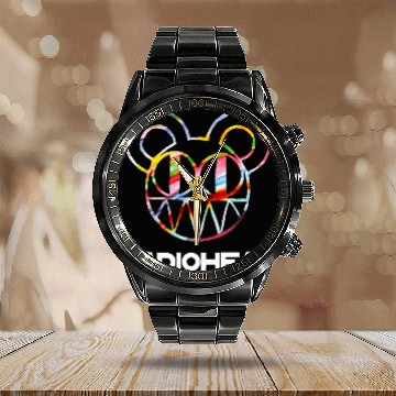 Discover Radiohead Colorful Bear Head Calendar Steel Band Watch
