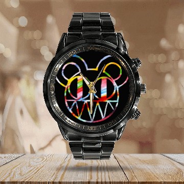 Discover Radiohead Colorful Bear Head Calendar Steel Band Watch