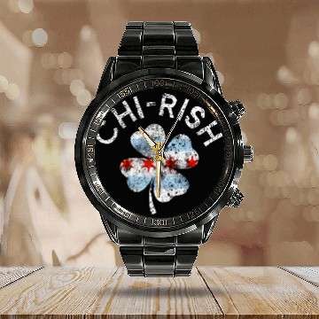 Discover Chi-Rish Chicago Flag Lucky C St Patrick'S Day Calendar Steel Band Watch