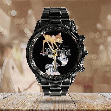 Discover Disney Bambi Classic Group Shot Calendar Steel Band Watch