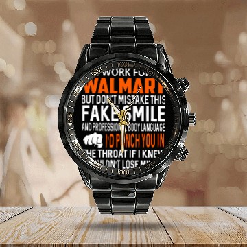 Discover I work for walmart but don't mistake Baseball Jerseys Calendar Steel Band Watch