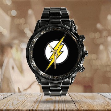Discover DC Comics Flash Distressed Logo Vintage Calendar Steel Band Watch