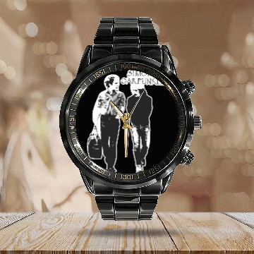 Discover Simon and Garfunkel Walking Logo Calendar Steel Band Watch, Men's Light Blue